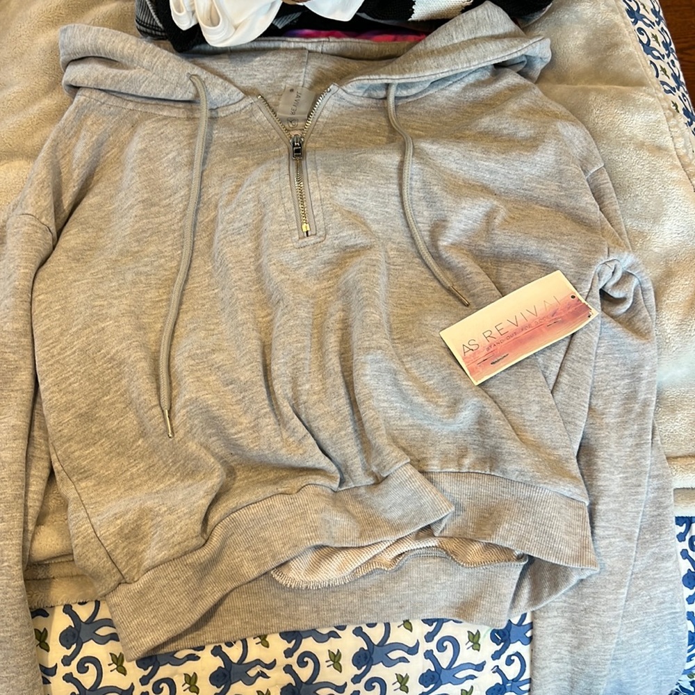 gray zip up